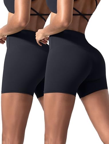 Pantaloncini Sportivi A Vita Alta Da Donna In Nylon E Spandex - Effetto Olio, Leggings Opachi