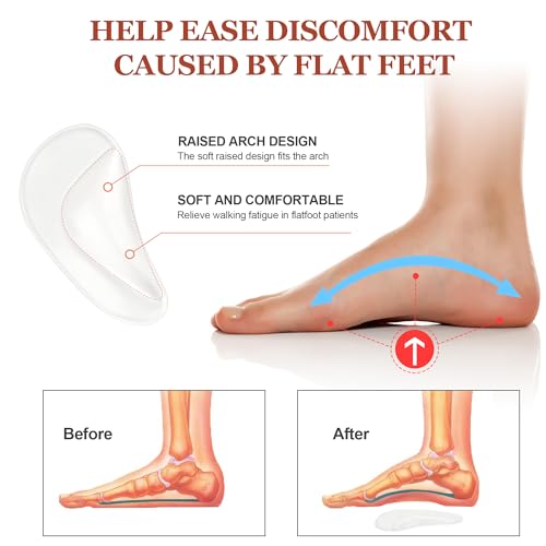 Image of 6 Pairs Arch Support Inserts for Women & Men, Reusable Arch Support Cushions for Plantar Fasciitis Relief, Shoe Insoles for Flat Feet, Sandals, Heels, Work Shoes