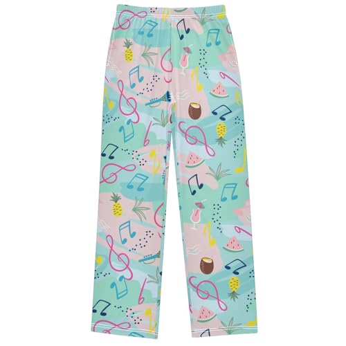 Boy's Pants Musical Note Hand Draw Jogger Pants Elastic Waist Long Bottoms Trousers with Pockets 6-14 Years