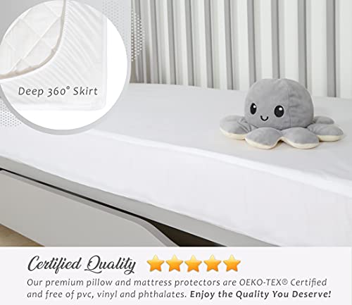 Waterdicht ledikantmatrasbeschermer voor babybed 70 x 140 cm Superzacht, Bamboe, Anti-allergisch, Ademend en stil, Anti… - Image 5