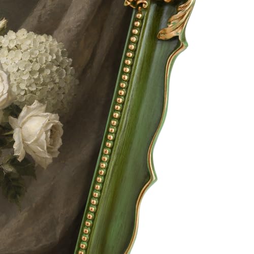 Image of Saysmile 8x10 Vintage Picture Frame with Embossed Flower Design, Green Ornate Frame for 8x10 or 5x7 Pictures with White Mat, Hand-Crafted Resin Antique Frames for Tabletop & Wall Hanging, Home Decor (Sage Green)