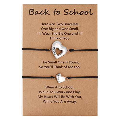 GBTBYS 2 Pcs Back to School Gifts Mother Daughter Heart Bracelet Mommy and Me Matching Wish Bracelets Set for Mothers Daughters Jewelry Gift