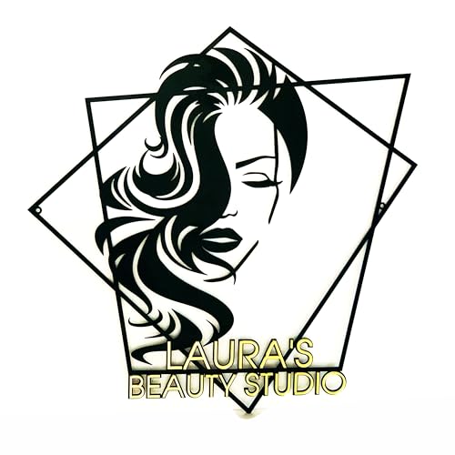 Segno personalizzato per parrucchieri con nome - Decorazione murale per saloni di bellezza - Parrucchiere per uomo e donna - Idee regalo per parrucchiere professionista - Decorazione parete (Design 2)