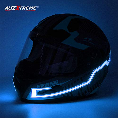 Image of Allextreme EXHNL1B EL LED Helmet Light Strip with 3 Modes Flashing Night Bike Motorcycle Riding Signal Sticker (Blue)