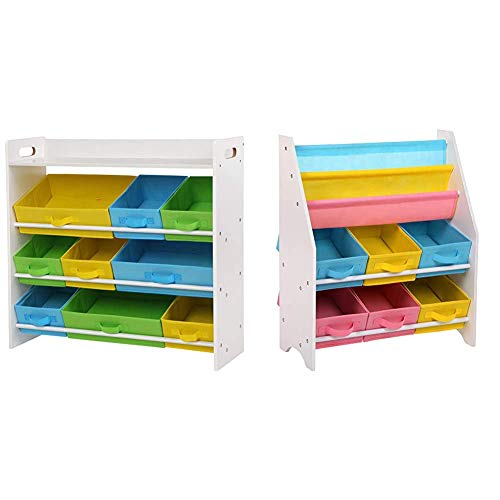 SONGMICS Estantería de Juguetes con 9 Cajones de Tela no Tejida Extraíbles + Estantería para Juguetes Organizador de Juguetes Estantería Infantil