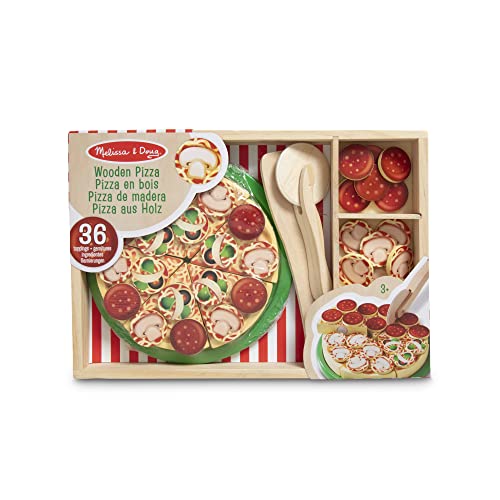 Melissa & Doug Pizza-Party-Spielset für Kinder aus Holz, über 50 Beläge, mit Pizzaschneider, Pizzateller, Holzspatel und Holzbox – Bild 7