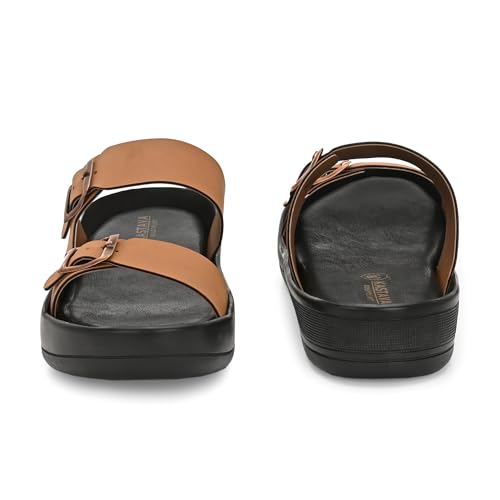 Image of KASTAVA KS 117 Comfortable Premium Synthetic Casual Sandals | Adjustable Buckle Closure | Lightweight Everyday Wear Sandals for Men
