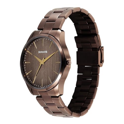 Image of Sonata Traditional Essentials Quartz Brown Round Dial Men's Watch | Analog Watch | Watches for Men Analog - 77163QM01W