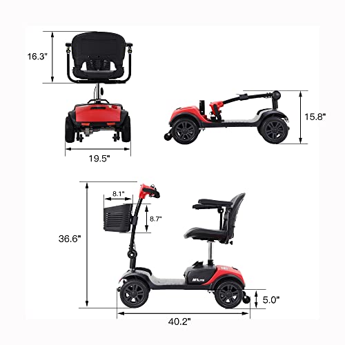Electric Mobility Scooters for Adults Seniors 300lbs Capacity, 4 Wheel Medical Wheelchair Scooter for Travel - Long Range Power Extended Battery w/Charger and Basket - Thumbnail 6