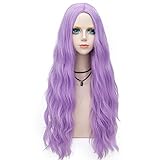 Probeauty Purple Wig Long Lavender Purple Wigs for Women Synthetic Heat Resistant Curly Wave Cosplay Wig for Halloween Costume