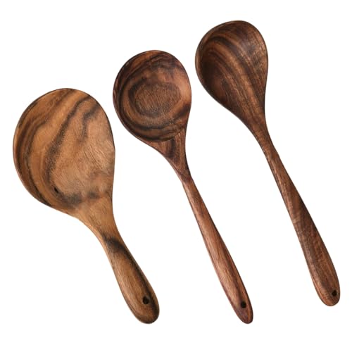 Espátula de madera ergonómica con acabado suave antiarañazos para cocina 7