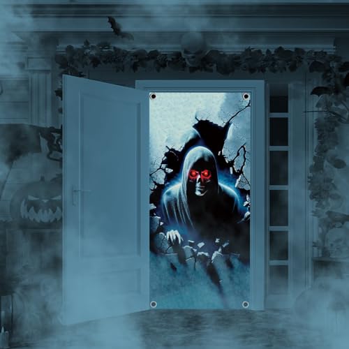 QIANAI Cortina de porta de Halloween, decoração de porta Halloween, decoração de festa de Halloween, decoração de porta assustadora de Halloween, Halloween Deko Stoff (Parca)