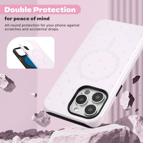 Coque iPhone 16 Pro Max en TPU stable motif mignon pois roses compatible MagSafe