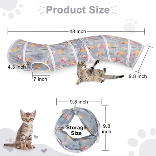 Image of Glittme Cat Tunnel, Cat Tunnels for Indoor Cats, S-Shape Peekaboo Cat Cave with Cat Toys, Foldable Cat Tubes and Tunnels for Cats, Rabbit, Puppy, Guinea Pig