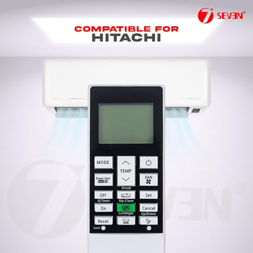 Image of 7SEVEN Compatible with Hitachi AC Remote Control Model 168G Suitable for 1 1.5 2 Ton Split and Window Inverter Air Conditioner - Match Each Key by Key Exactly with Existing AC Remote Function