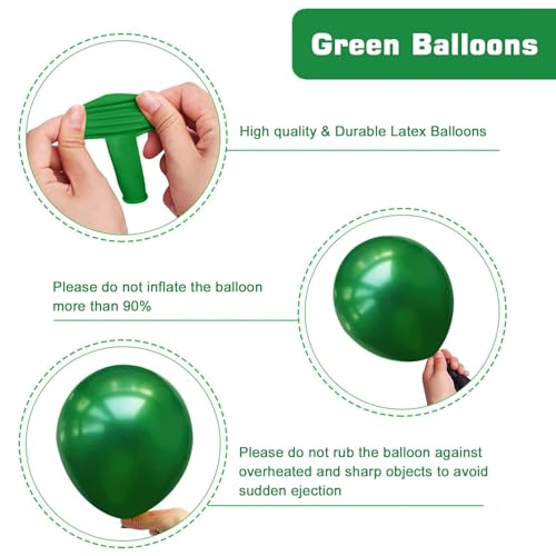 Image of YMSZ Green and Gold Balloons, 67pcs 12 Inch Metallic Gold and Dark Green Balloons for Birthday, Graduation, St. Patrick's Day, Baby Shower, Jungle Party Decorations