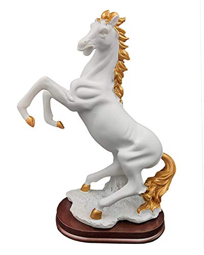 Image of AUGEN Polyresin White Horse Statue Showpiece for Home Decor Decoration and Gifting (0126, 9 Inch)