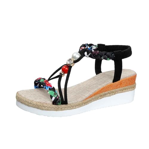 2026 - Sandalias cómodas sin cordones para mujer, zapatos casuales para caminar en la playa, transpirables, tacón abierto, para uso diario, primavera, verano y otoño, Black, 39.5 EU