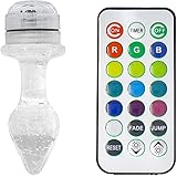 Masajeador de cristal de cristal brillante LED, control remoto, tres tamaños, 100% impermeable,Led,S+M