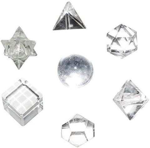 Juego de 7 piezas de geometría de cristal sólido platónico, sólidos platónicos, piedras geométricas sagradas para meditación, reiki, equilibrio,