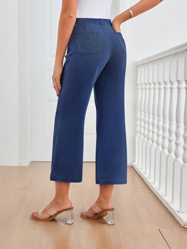 Trendy Queen Womens Capri Jeans High Waisted Wide Straight Leg Stretchy Cropped Jeans Fashion Denim Pants Fall 20254