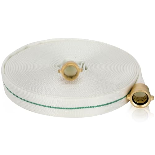 1.5 Inch Fire Hose, 1-1/2"" ID X 100 FT Single Jacket TPU and 450 PSI Burst Pressure Industrial Fire Hose with NST/NH Brass, Suitable for Rescuing, Irrigating, Industrial and Urban Cleaning
