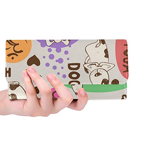 Preisvergleich Produktbild Einzigartiger lustiger Karikatur-Hund, der Frauen-dreifachgefaltete Mappen-Lange Geldbeutel-Kreditkarte-Halter-Fall-Ha... TUT