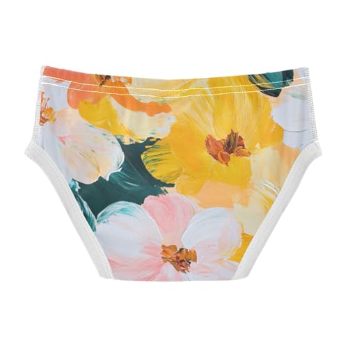 KLL Flowers Leaves White Pink Yellow Toddler Boys Cotton Athletic Underwear Cute Children Panties2