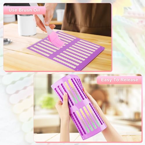 VFANDV 4 Stück Backmatte Hundekekse, 20 Riegel Silikonform Hundeleckerli, Silikon Backmatte Hundekekse, Backform Müsli Riegel, mit Teigspatel und Bürsten, für Selbstgemachte Hundesnacks Snacks