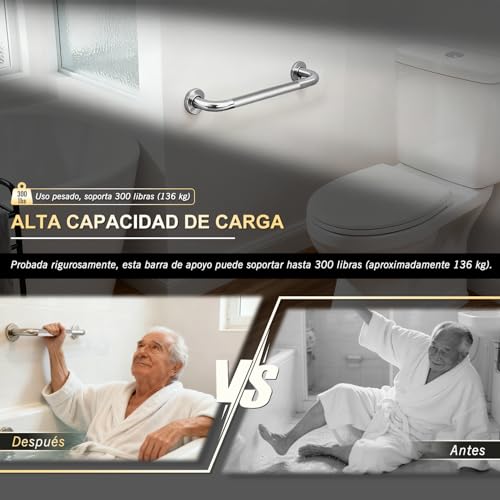 Barra de agarre para baño supregear de acero inoxidable 304 antideslizante de 40 cm 6