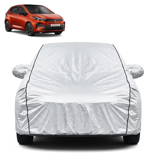 Image of Waterproof Car Cover for Tata Altroz | Dustproof, UV Resistant & Scratch Protection | Soft Cotton Lining | Triple Stitched | Mirror Pockets & Elastic Fit | Silver
