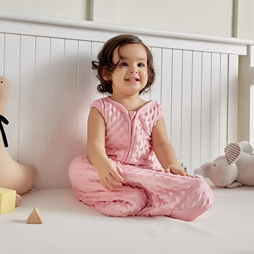 Image of DaysU Baby Sleep Sack with Soothing Dots TOG 2.5, Sleeveless Baby Wearable Blanket 12-18 Months with 2-Way Zipper, Plush Sleeping Bag for Toddler, Pink
