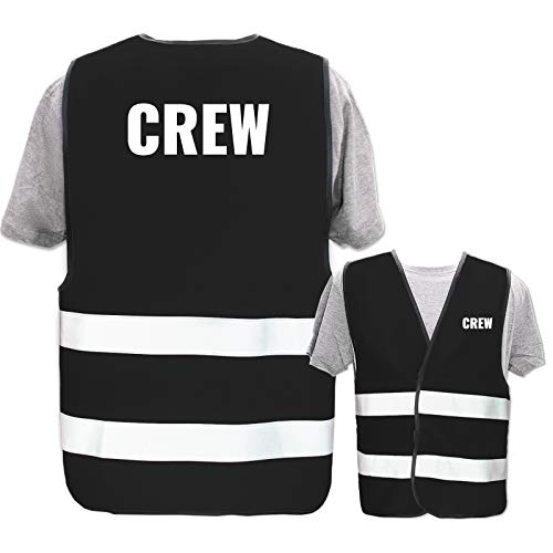 Hochwertige Warnweste mit Leuchtstreifen * Bedruckt mit: Crew * Farbe + Größe: Schwarz (6XL) * Thema Sicherheit und Team * Farbiger oder Reflektierender Druck