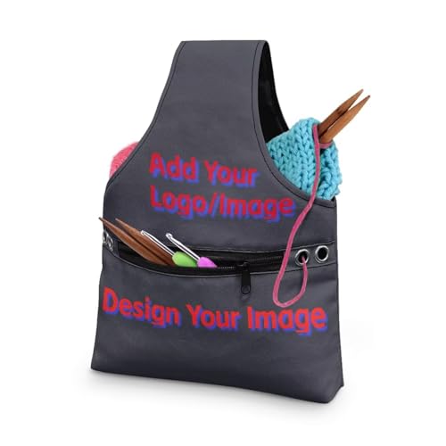 Image of ZUXONGSY Custom Knitting Bag for Knitting Tote Bag Lightweight Customized Picture Yarn Tote Bags for Crocheting Personalized Customization Knitting Yarn Storage Bag Organizer