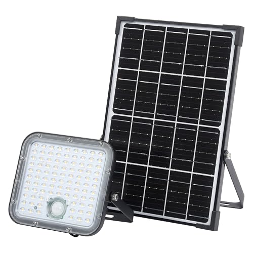 Osram Projecteur solaire LED Endura Outdoor noire avec panneau solaire, câble de 5 m, télécommande et détecteur de mouvement PIR, 30W, 4500lm, température...