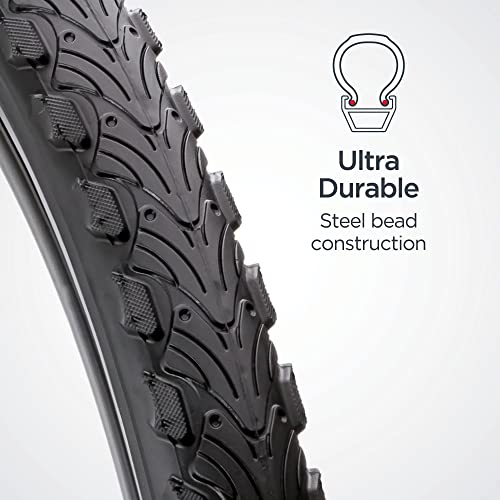 Schwinn Replacement Bike Tire, 26″ x 2.0″ Hybrid Bike Tire, Wider Tread Knob Spacing, Combination Tread, Fits Internal Rim Widths 19mm to 29mm, PSI Range 40 to 65