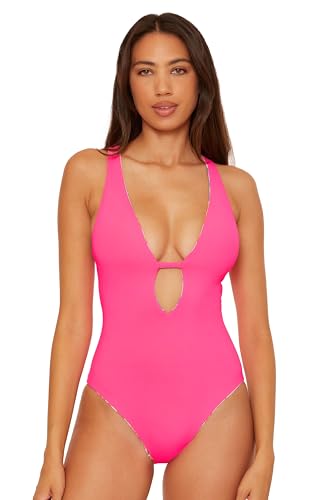 BECCA Women's Positano One Piece Swimsuit, Plunge Neck, Bathing Suits2