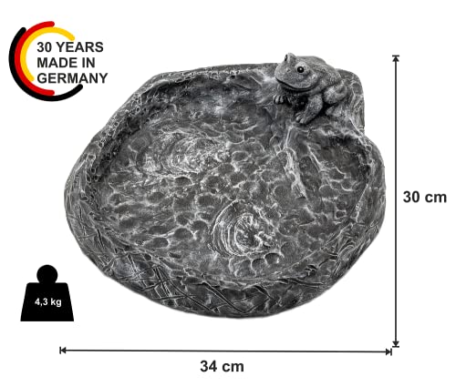 Vogeltränke mit Frosch Wasserbecken Steinguss Schiefergrau - 4260185274771 Vogeltränke mit Frosch Wasserbecken Steinguss Schiefergrau