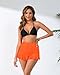Halcurt Women's High Waisted Ruffle Swim Skirts with Short Tummy Control Ruched Bikini Swimsuit Bottoms Orange L