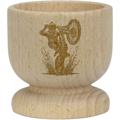 'Muddy Mountain Bike Wheelie' Wooden Egg Cup (EC00027821)