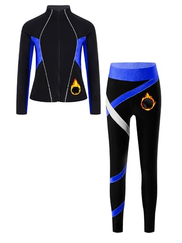 Veste zippée patinage artistique fille legging sport chaud polaire bleu gym