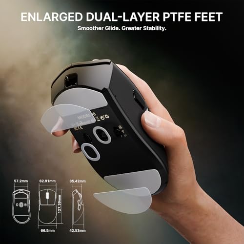 ATTACK SHARK V8 Ratón Gaming Inalámbrico 8000Hz, Chip Nordic 54L15, Sensor PAW3950MAX, 59g Superlight, 42000 dpi, 20000 FPS, Ergonómico, BT/2,4GHz/Cableado, Revestimiento Ice, PC/Mac, Negro - imagen 8