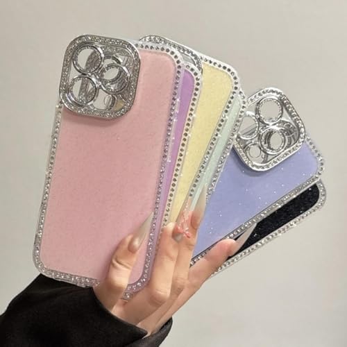 Coque antichoc iPhone 14 violette avec strass brillants et protection luxe