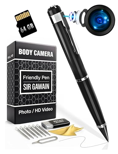 SIRGAWAIN Premium Body Camera Pen — Full HD 1080p Video & Photos, 70-Min Battery, Motion Detection, One-Button Control, 2025 Model