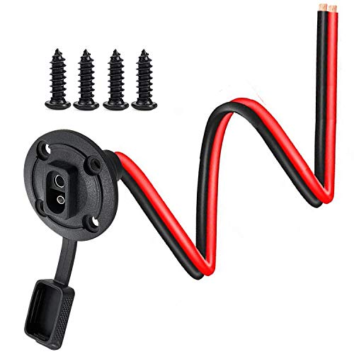 QOFOWIN SAE Power Socket Sidewall Port Connector, 10AWG 2Pin SAE Quick Connect Solar Panel Flush Mount Connector Plug Cable Weatherproof for Solar Generator Battery Charger DIY Cord,(50cm/1.6ft)