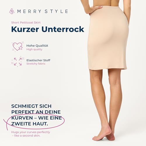 Merry Style Damen Unterrock Petticoat für Röcke MS10-204 (Beige, L)