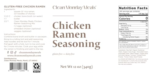 Clean Monday Meals Chicken Ramen Seasoning Mix | Dairy Free & Gluten Free | Two Pack