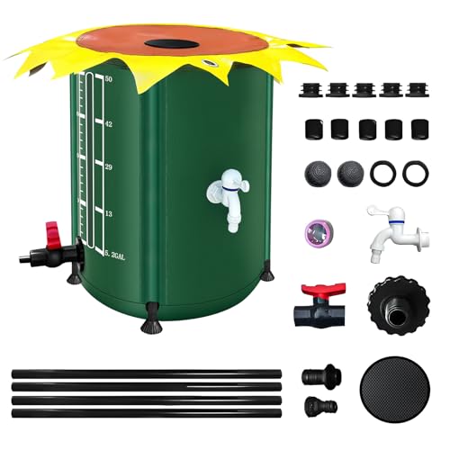 53 Gallon Collapsible Rain Barrel, Rain Water Collection Barrel with