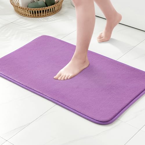 MIULEE Alfombra de Baño Antideslizante de Microfibra y Espuma de Memoria – Suave, Absorbente, de Secado Rápido, Lavable a Máquina – 40x60 cm, Lila Claro
