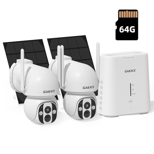 Image of Solar Camera Outdoor Wireless, No Subscription, Expandable to 10CH, 2 Cam Kit Home Security Camera System, 4MP Color Night Vision, 360 Pan&Tilt, PIR /AI Detection, Works Offline & 2.4G /5G WiFi